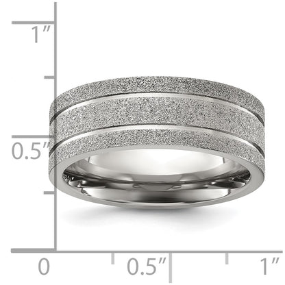 Chisel Titanium Polished Laser-cut Grooved 8mm Band