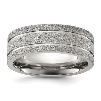 Chisel Titanium Polished Laser-cut Grooved 8mm Band