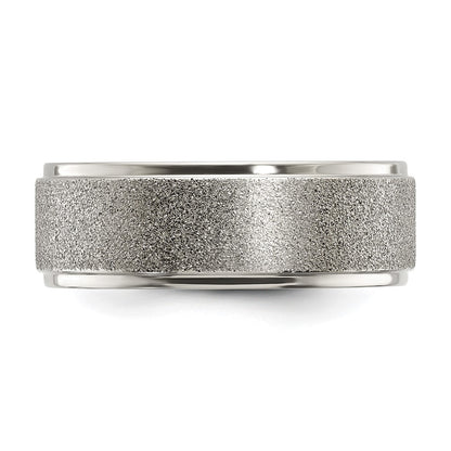 Chisel Titanium Polished Laser-cut Center 8mm Band