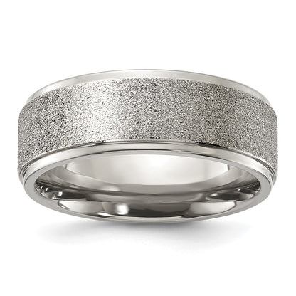 Chisel Titanium Polished Laser-cut Center 8mm Band