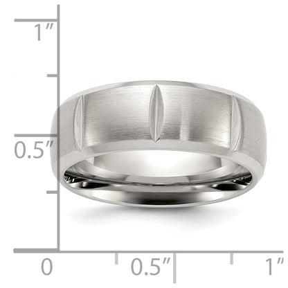 Chisel Titanium Brushed and Polished Grooved 8mm Band