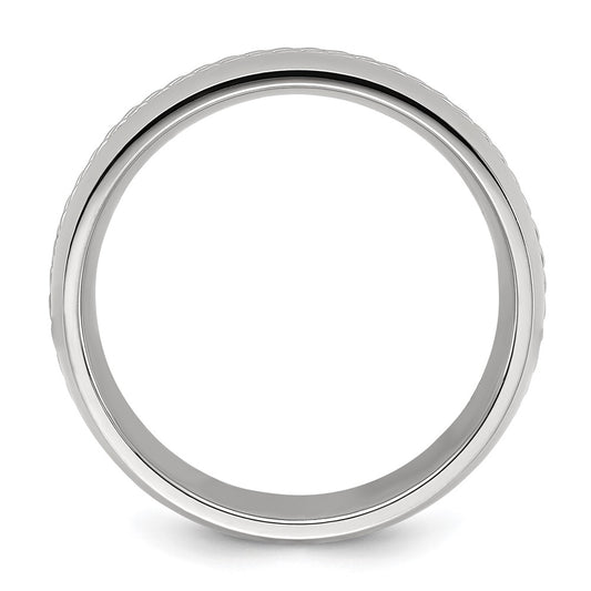 Chisel Titanium Polished with Curb Chain Inlay 7mm Band