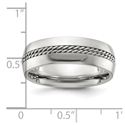 Chisel Titanium Polished with Curb Chain Inlay 7mm Band