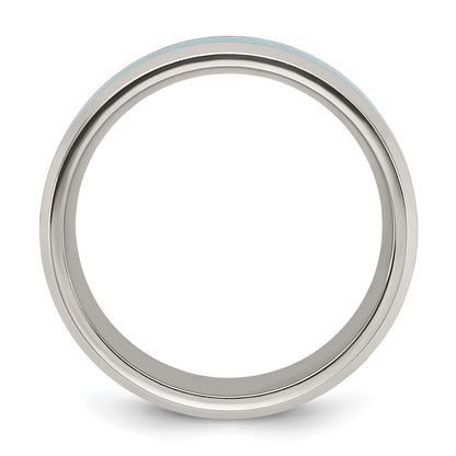 Chisel Titanium Polished with Turquoise Inlay 8mm Band