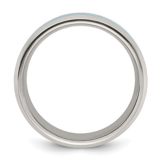 Chisel Titanium Polished with Turquoise Inlay 8mm Band