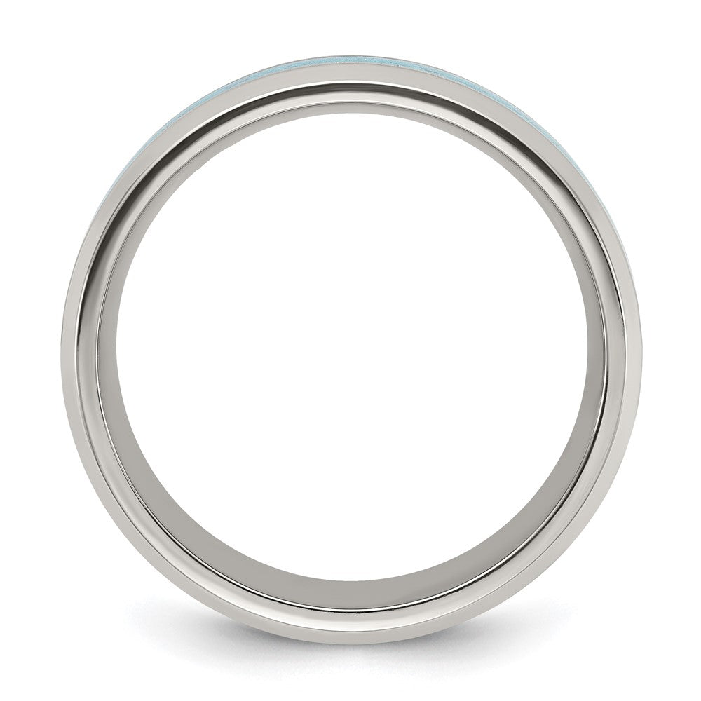Chisel Titanium Polished with Turquoise Inlay 8mm Band
