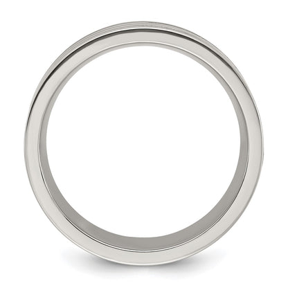 Chisel Titanium Polished with Black Resin and Wood Inlay 8mm Band
