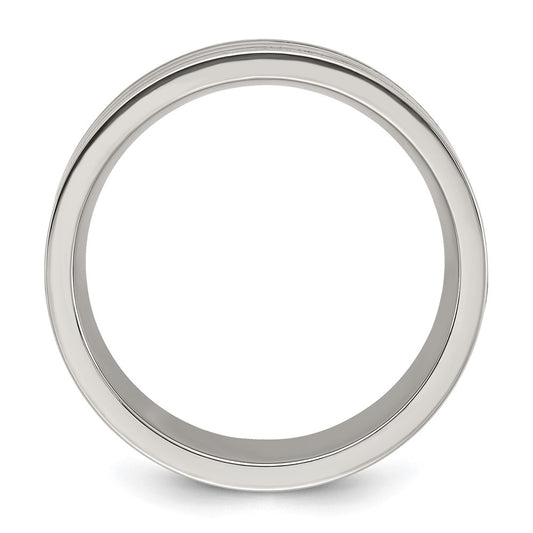 Chisel Titanium Polished with Black Resin and Wood Inlay 8mm Band