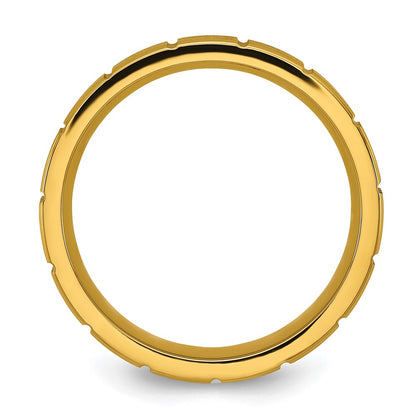 Chisel Titanium Polished Yellow IP-plated Grooved 6mm Band