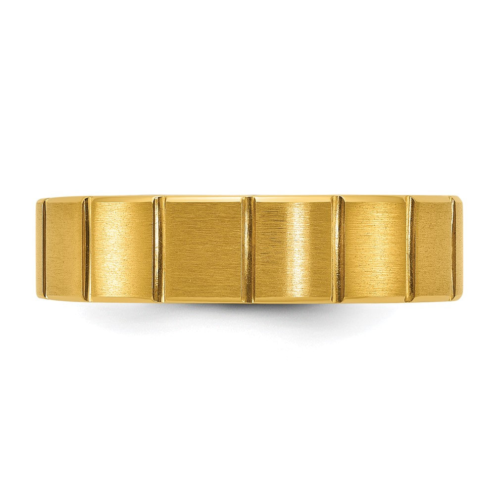 Chisel Titanium Polished Yellow IP-plated Grooved 6mm Band
