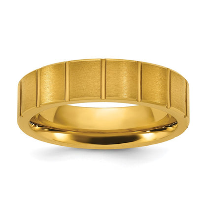 Chisel Titanium Polished Yellow IP-plated Grooved 6mm Band