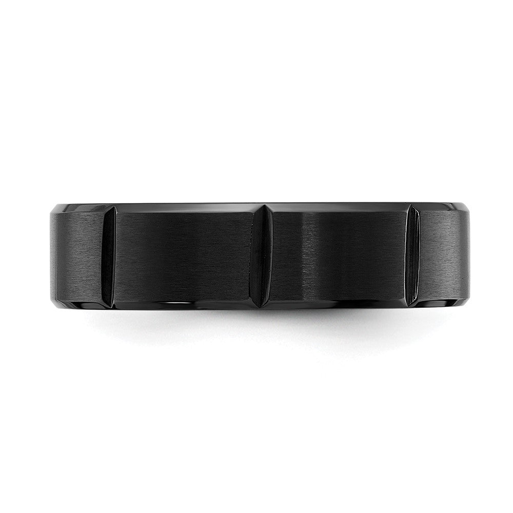 Chisel Titanium Polished Black IP-plated Grooved 6mm Band