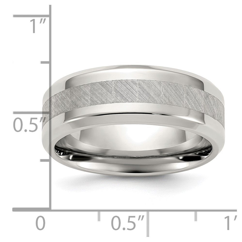 Chisel Titanium Polished with Brushed Center 8mm Band