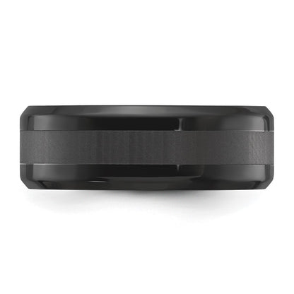 Chisel Titanium Polished Black IP-plated Brushed Center 8mm Band