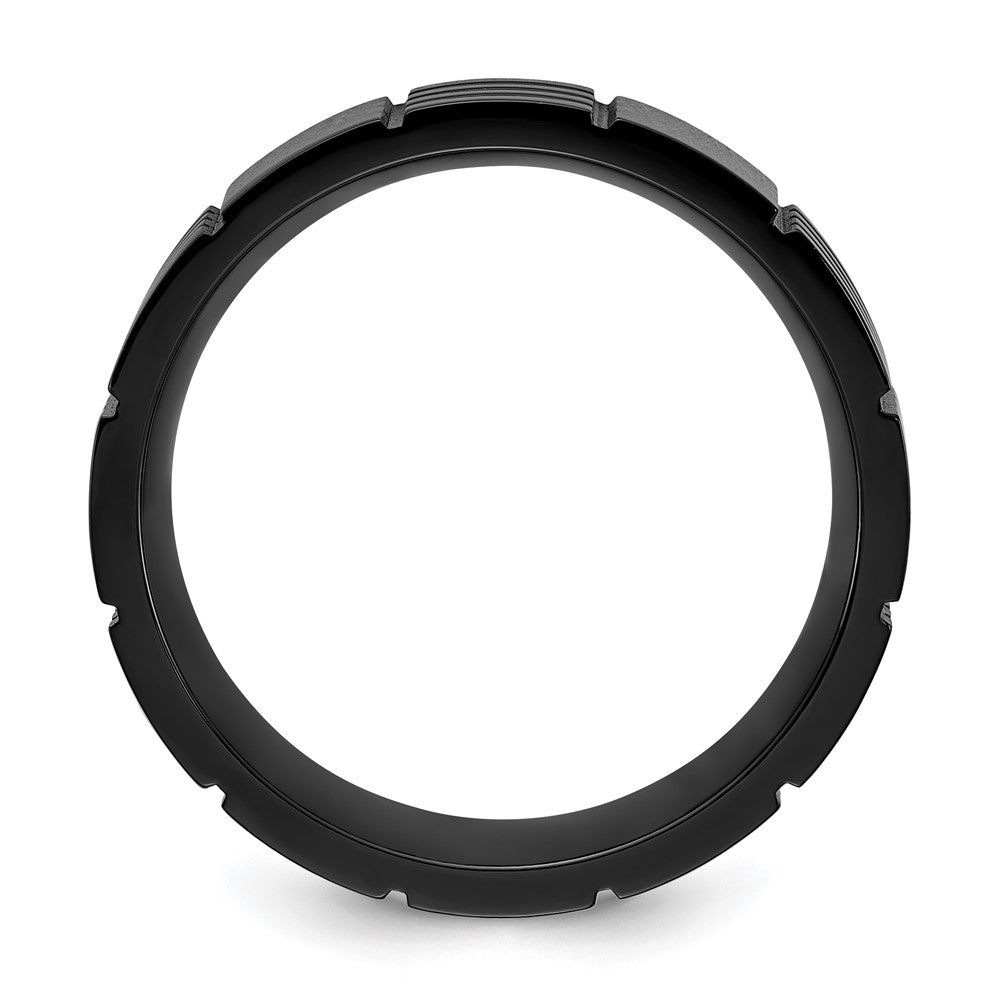 Chisel Titanium Polished Black IP-plated Grooved 8mm Band