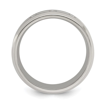Chisel Titanium Polished with CZ 8mm Band