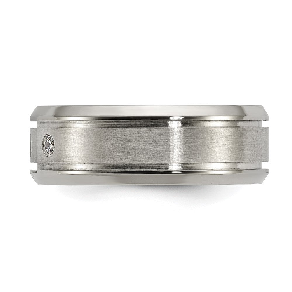 Chisel Titanium Polished with CZ 8mm Band