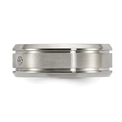 Chisel Titanium Polished with CZ 8mm Band