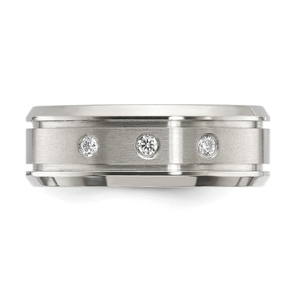 Titanium Brushed and Polished with CZ 8mm Band
