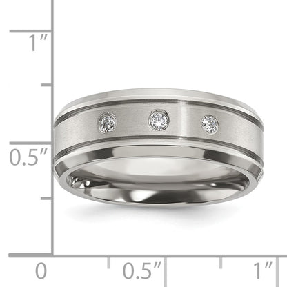 Titanium Brushed and Polished with CZ 8mm Band