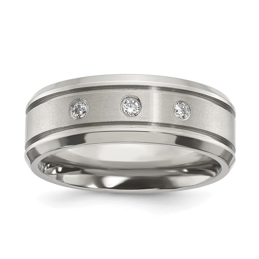 Titanium Brushed and Polished with CZ 8mm Band