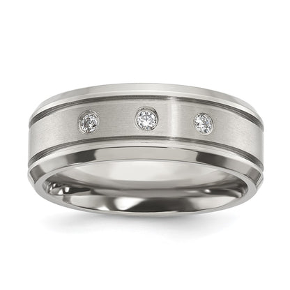 Chisel Titanium Polished with CZ 8mm Band