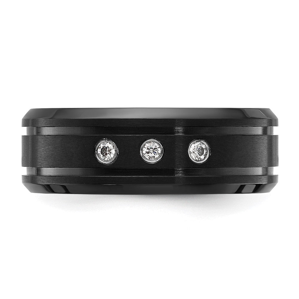 Chisel Titanium Polished Black IP-plated CZ 8mm Band
