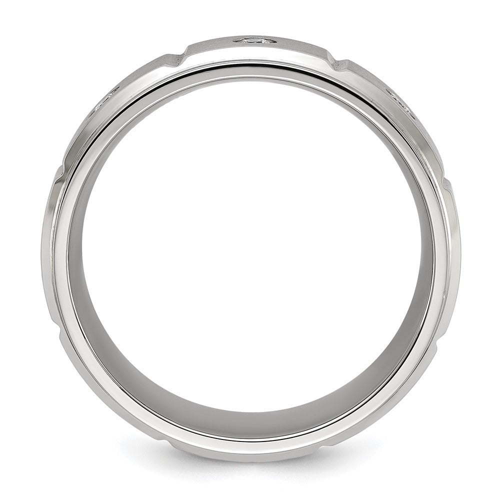 Chisel Titanium Brushed and Polished with CZ 8mm Band