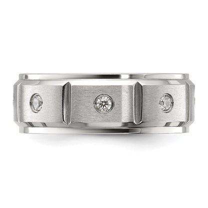 Chisel Titanium Brushed and Polished with CZ 8mm Band