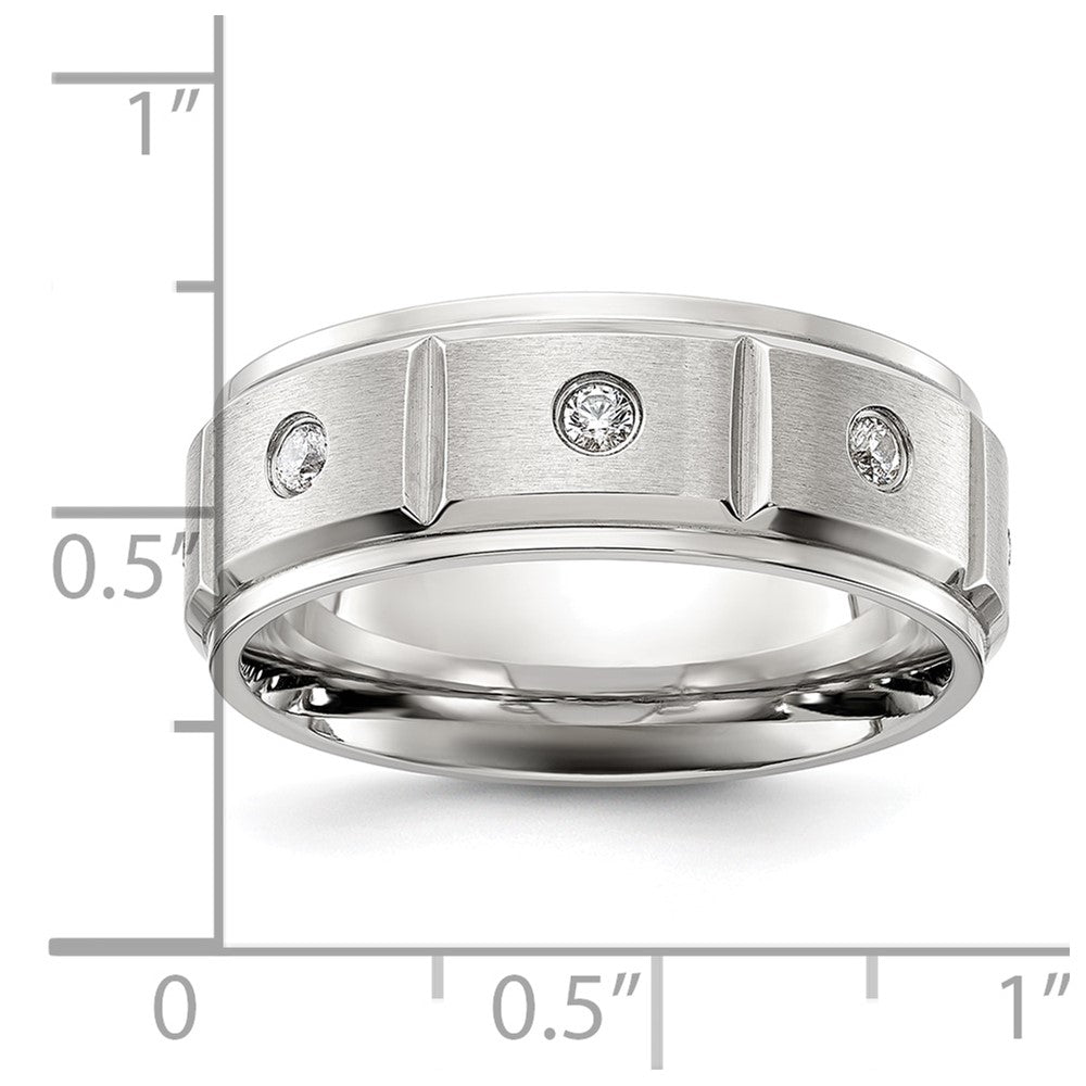 Chisel Titanium Brushed and Polished with CZ 8mm Band