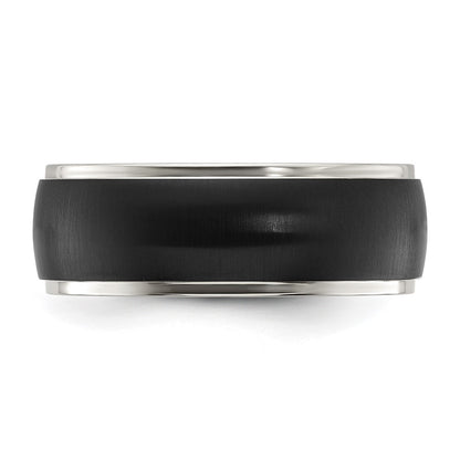 Chisel Titanium Polished with Brushed Black IP-plated Center 8mm Band