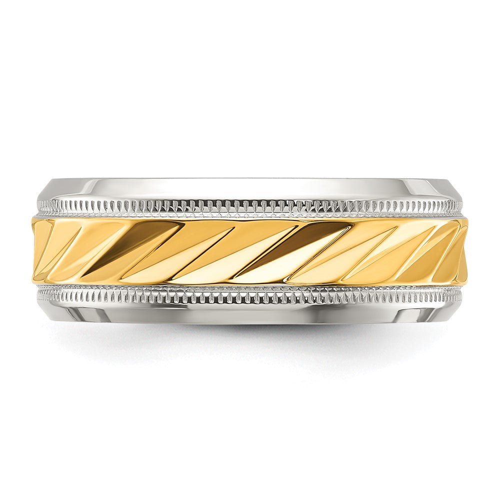 Chisel Titanium Polished with Yellow IP-plated Grooved Center 8mm Band