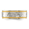 Chisel Titanium Brushed Polished and Hammered Yellow IP-plated 7mm Band