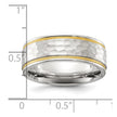 Chisel Titanium Brushed Polished and Hammered Yellow IP-plated 7mm Band