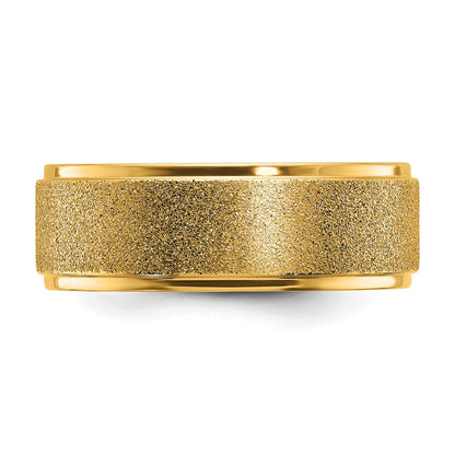 Chisel Titanium Polished Laser-cut Center Yellow IP-plated 8mm Band