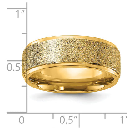 Chisel Titanium Polished Laser-cut Center Yellow IP-plated 8mm Band