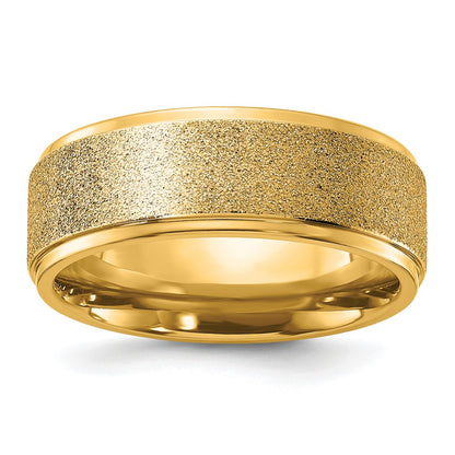 Chisel Titanium Polished Laser-cut Center Yellow IP-plated 8mm Band
