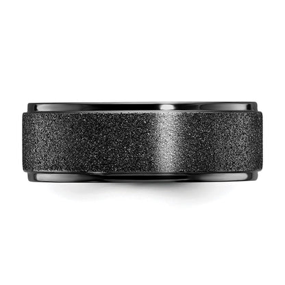 Chisel Titanium Polished Laser-cut Center Black IP-plated 8mm Band
