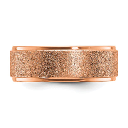 Chisel Titanium Polished Laser-cut Center Rose IP-plated 8mm Band