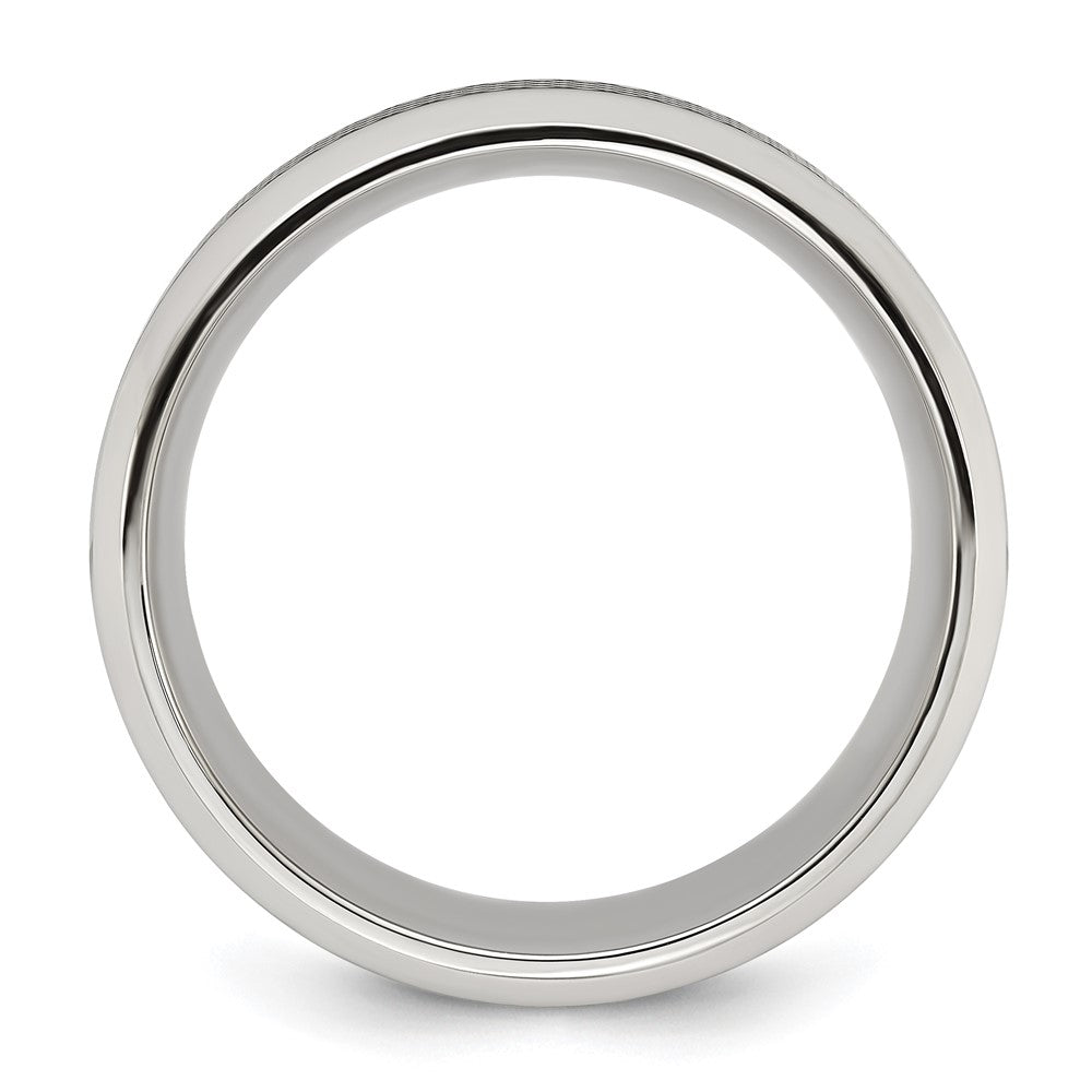 Chisel Titanium Polished Black IP-plated Textured Center 8mm Band