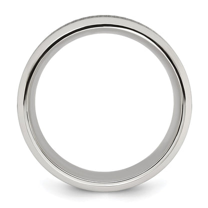 Chisel Titanium Polished Black IP-plated Textured Center 8mm Band