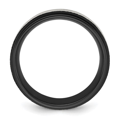 Chisel Titanium Polished with Brushed Center Black IP-plated 8mm Band