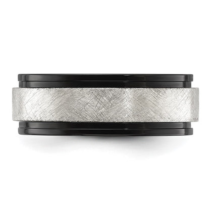 Chisel Titanium Polished with Brushed Center Black IP-plated 8mm Band
