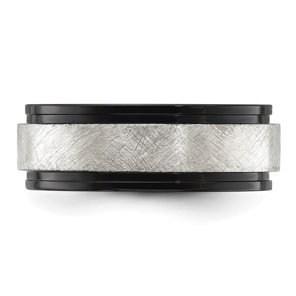 Chisel Titanium Polished with Brushed Center Black IP-plated 8mm Band