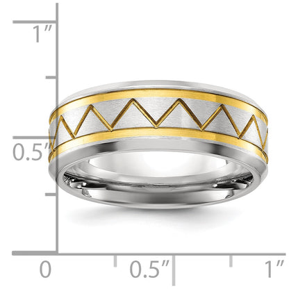 Chisel Titanium Brushed and Polished Yellow IP-plated 8mm Band