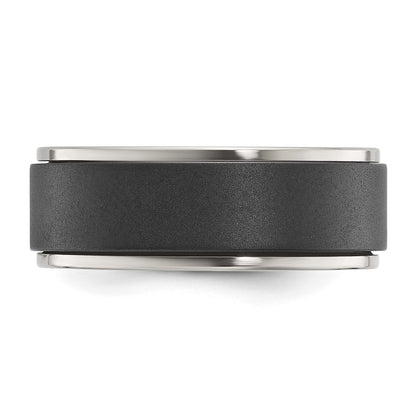 Chisel Titanium Polished with Brushed Black Zirconium Rotating Inner Channel 8mm Band
