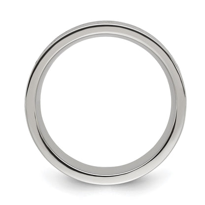 Chisel Titanium Polished with Wood, Imitation Meteorite and Red Stone Inlay 8mm Band