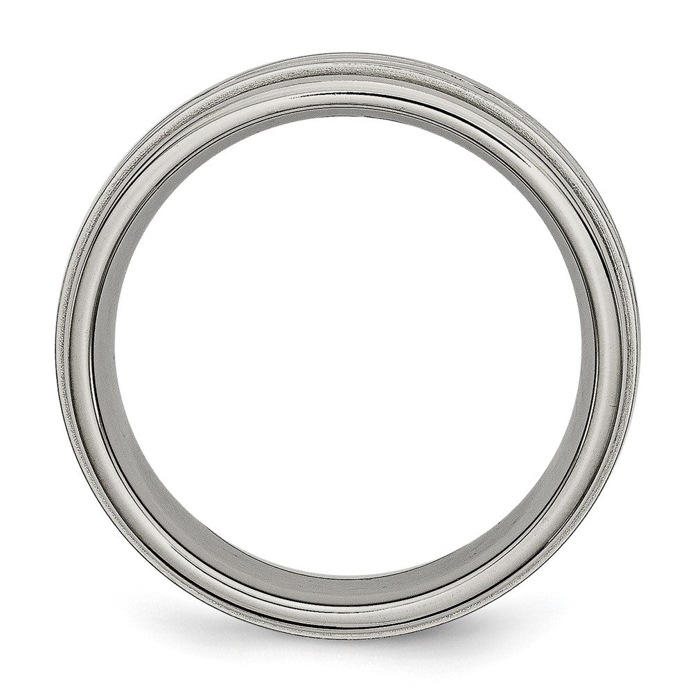 Chisel Titanium Brushed Center 7mm Criss-cross Design Ridged Edge Band