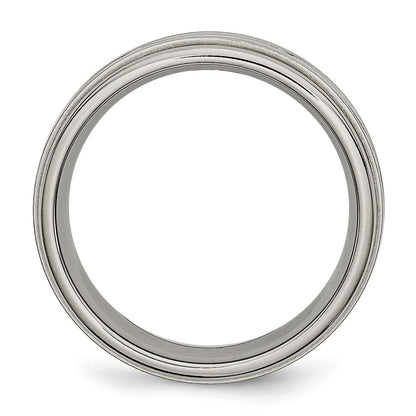 Chisel Titanium Brushed Center 7mm Criss-cross Design Ridged Edge Band