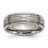 Chisel Titanium Brushed Center 7mm Criss-cross Design Ridged Edge Band